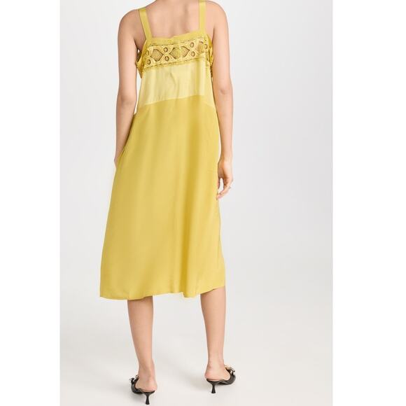 MAISON MARGIELA Yellow Lace Eyelet Trim Open Waist Oversized Dress size 10 - Picture 5 of 16